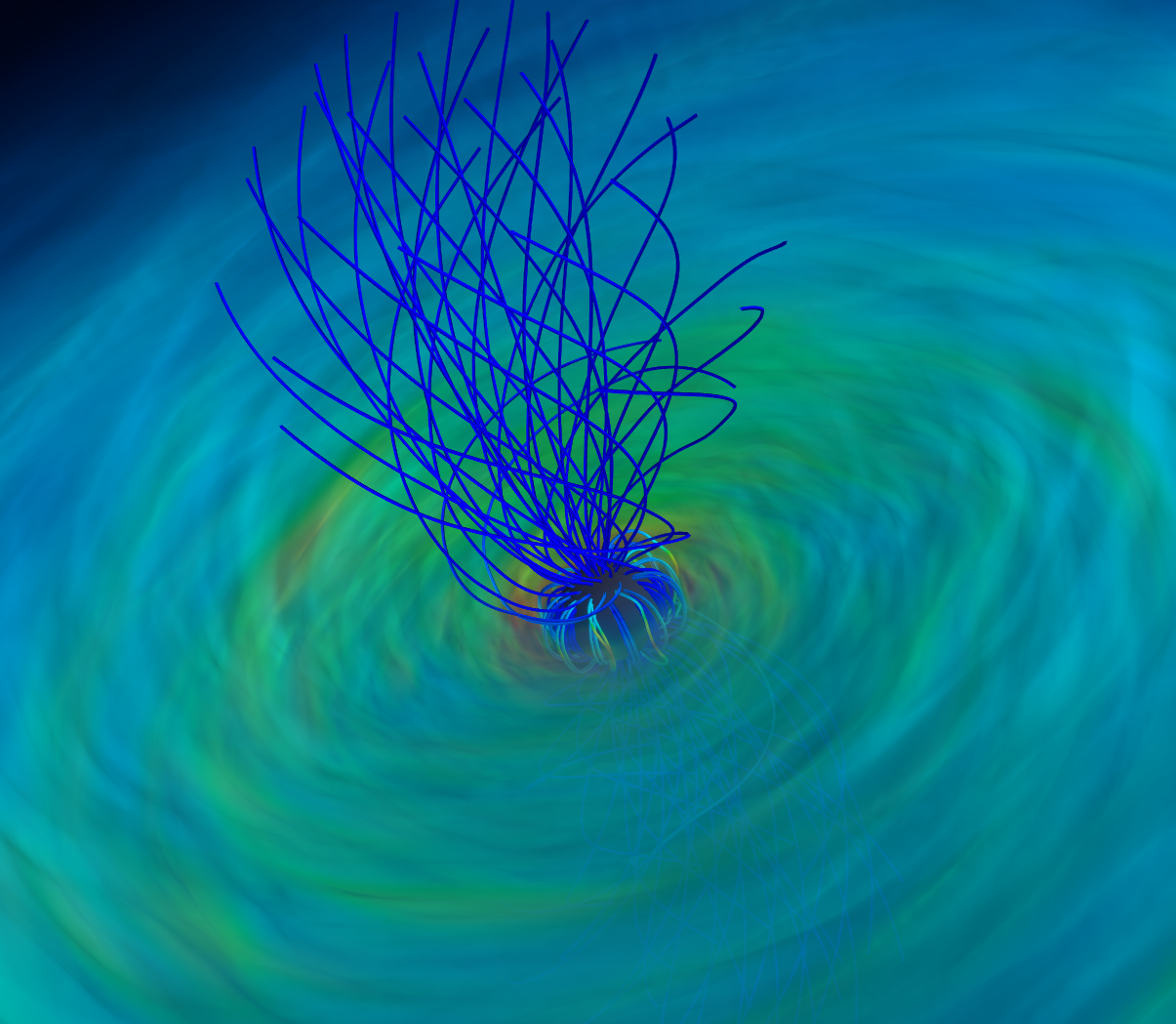 Volume rendering of 3D accreting neutron star